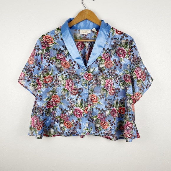 Vintage Victoria’s Secret Sheer Floral Button Down - Picture 1 of 5